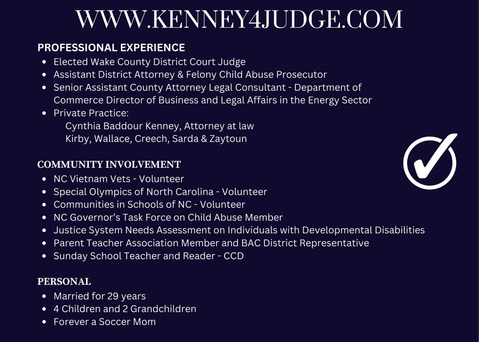 The Campaign Trail - Cindy Baddour Kenney For NC District Court Judge